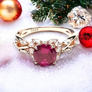 New Ruby Ring Handcrafted in 18K 750 Rose Gold Vermeil , July Birthstone